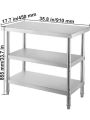 VEVOR Stainless Steel Work Table Storage Shelve Commercial Kitchen Food Prep with Installation for Home Projects Cafeteria Hotel. 