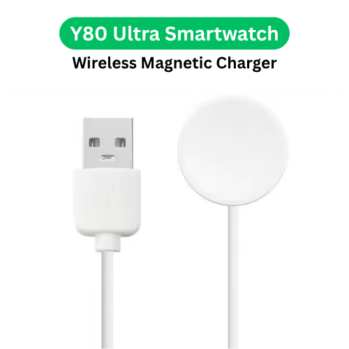 Y80 Ultra Smartwatch Magnetic Wireless Charger - White (5W, QC2.0, Magnetic)