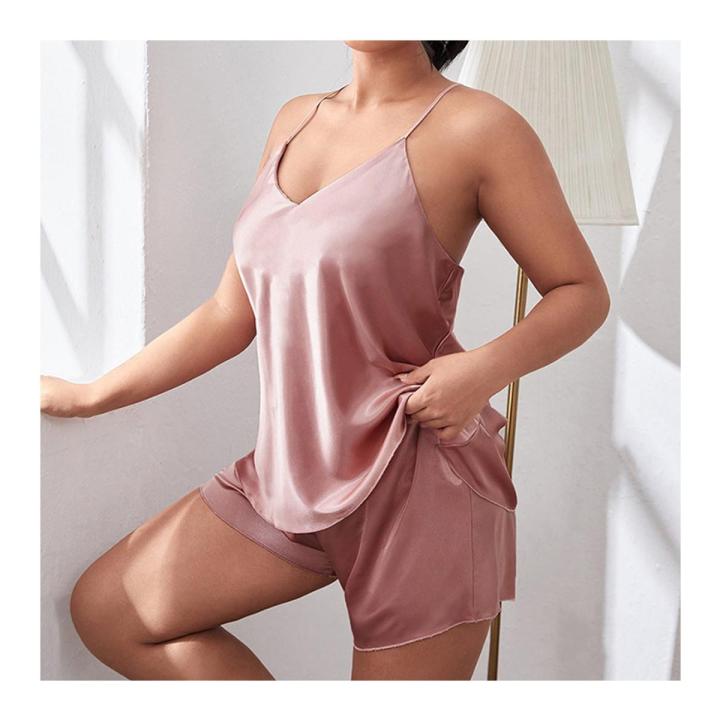 Ladies Thai tops and shorts Silk set for Plus Size Women's Sleepwear