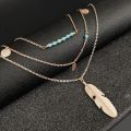 Multilayer Choker Necklace For Women Chain Jewelry Feather Pendant Multi Layer - Necklace For Girls Women. 
