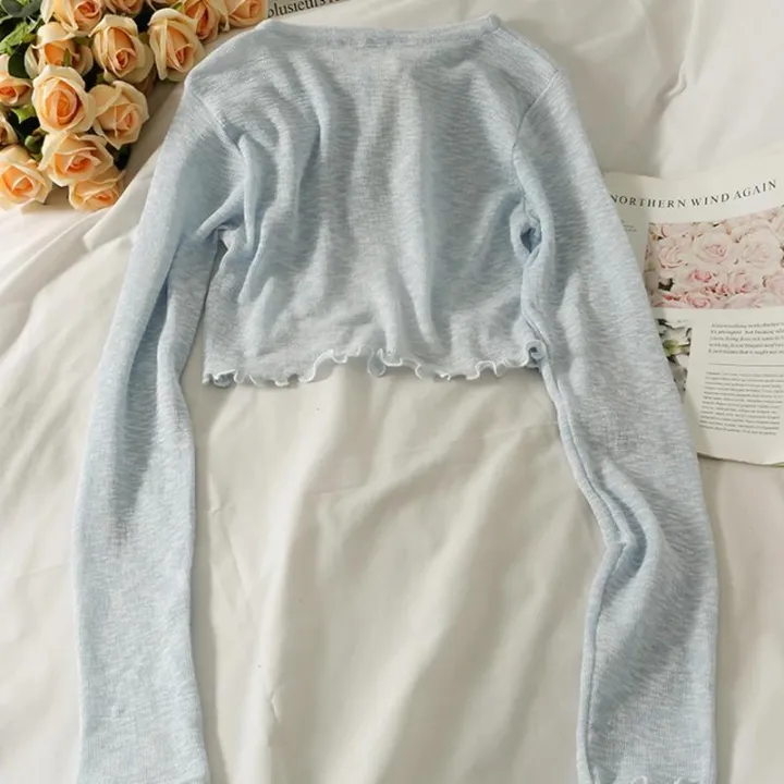 Women%20Frenum%20Cardigan%20Blouses%20and%20Tops%20Bow%20Lace%20Up%20Long%20Sleeve%20Crop%20Top%20Female%20Elegant%20Shirt%20Thin%20Aesthetic%20Clothes%20Korean%20Style%20-%20Image%206