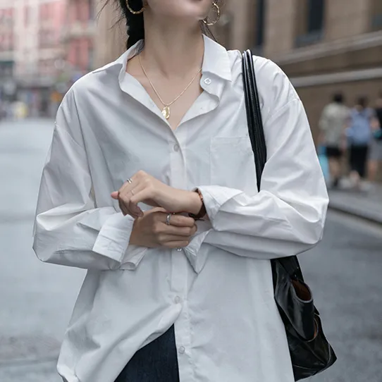 Spring%20White%20Shirt%20Female%20Student%20Inner%20Wear%20Outer%20Wear%20All-Match%20Bandage%20Dress%20Long-Sleeved%20Shirt%20Top%20Female%20Western%20Style%202022%20New%20-%20Image%202