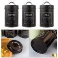 Metal Kitchen Canister Set Coffee Tea Sugar Tins Containers Food Storage Jars Bottles 1200ml Capacity. 