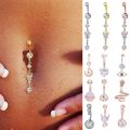 Zircon Fashion Belly Button Rings Surgical Stainless Steel Navel Piercing Butterfly Crystal Pendant Belly Piercing Body Jewely.