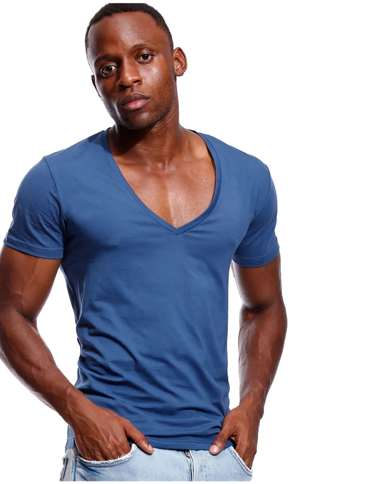 Deep v neck shirt mens on sale