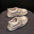 2023 summer new ins Korean version hollow white shoes female students thick bottom breathable casual sports shoes. 