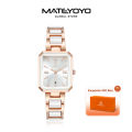 MATEYOYO Ladies Fashion Watch Retro Quartz Watch 30M Waterproof Watch Ceramics Thin Strap Watch Luxury Design Watch Wristwatch with Calender Ladies Clock Square Dial.