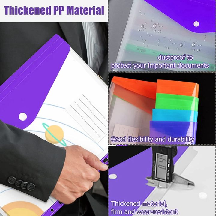 XHHDQES%2012%20Pcs%20A4%20Binder%20Pocket%20Expandable%20Envelopes%20Clear%20Plastic%20Envelopes%20for%20Ring%20Binder%20Folder,%20Snap%20Button%20-%20Image%204