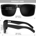 JULI XL Big Wide Head Mens Dark Black Sunglasses for Men Extra Large Square Sun Glasses 004. 
