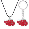 Japanese Anime Naruto Necklace Keychain Akatsuki Organization Cosplay Red Cloud Metal Unisex Pendant Necklace Keychain for Fans Gift. 