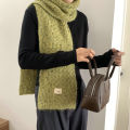Autumn and winter gg letter cloth label soft glutinous melancho knitted small scarf women's Korean version of the versatile green warm scarf little red book.