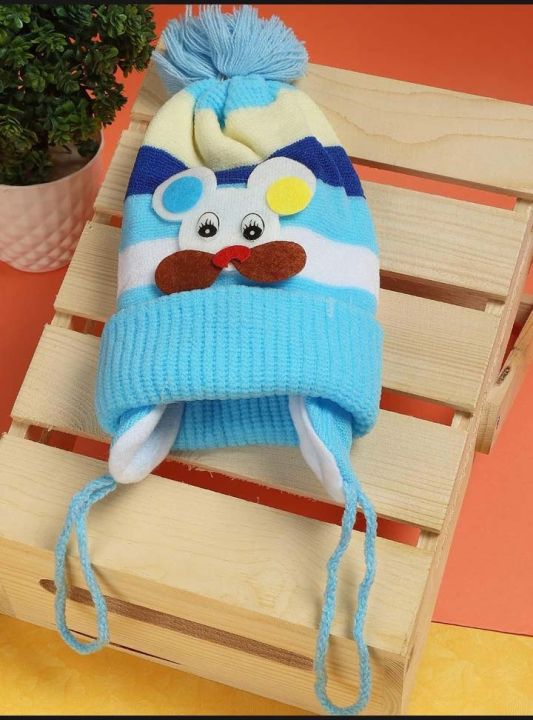 Baby%20Winter%20Warm%20Wool%20Fabric%20Woolen%20Beautifull%20Tie%20Cap%20for%20Kids%20-Boy's%20&%20Girl's%20-%20Image%202