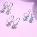 BloomHD Korean Trendy Boho Female Crystal Pink Blue White Drop Earrings Fashion 925 Silver Zircon Stone Earrings Small Round Dangle Earrings For Women. 