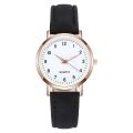 Japan Movement Women Quartz Fine Watch Easy To Read Arabic Numerals Simple-Dial Leather Strap Lady Dial Digital Wrist Watch #1.