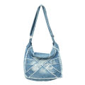 New Korean Casual Women's Cross-Body Bag Cross-Border Washed Denim Messenger Bag Holiday Shopping Trendy One-Shoulder Bag.