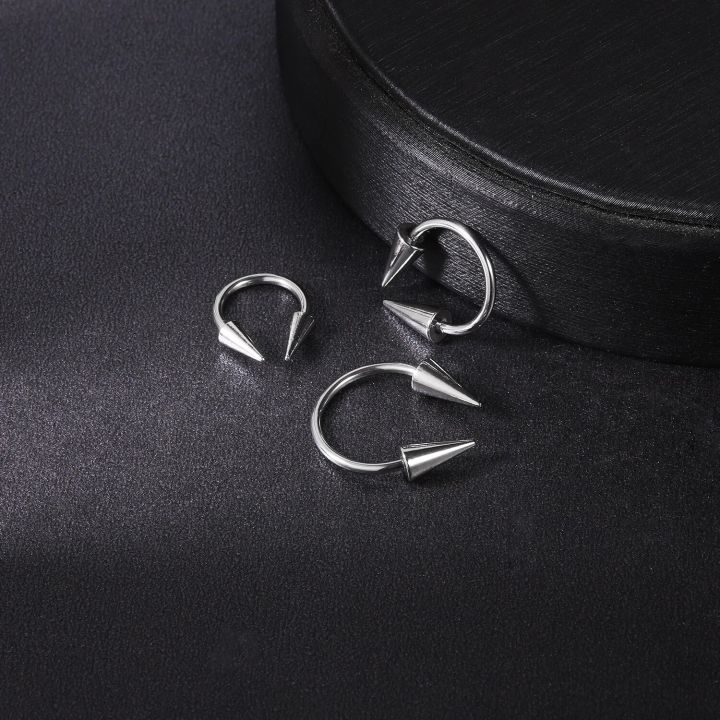 ZS%2016G%20Cone%20Septum%20Ring%20Stainless%20Steel%20Horseshoe%20Nose%20Piercing%20Spike%20Lip%20Rings%20Black%20Color%20Tragus%20Helix%20Earring%20Body%20Jewelry%20-%20Image%203