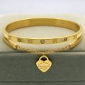 Design Luxury Brand Bracelet Women Hanging Heart Label Forever Love Pulseira Titanium steel Bangle Bracelets For Women Jewelry.