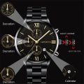Geneva Fashion Mens Watches Waterproof Stainless Steel Luxury Gold Wristwatch Men Analog Quartz Business Watch Chronograph Calendar Clock Relo for men. 