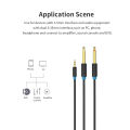 VENTION 3.5mm to Dual 6.5mm Audio Cable 3.5mm Male AUX to 6.35mm Splitter with Left and Right Soundtrack Switch for Phone Amplifier Speaker Stereo 5M/16.40ft Black.