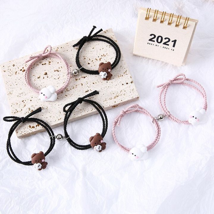 2Pcs%20Couples%20Matching%20Bracelet%20Magnet%20Cute%20Bear%20Rabbit%20Pendant%20Braslet%20Elastic%20Rope%20Paired%20Braclet%20Parent%20Child%20Brazalete%20-%20Image%204