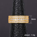 Huitan luxury unisex ring Three rows of diamonds set with zircon ring Status symbol of premium men's ring.