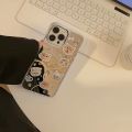 Electroplated Mirror Cat Head Phone Case for iPhone15 14 12 13 11 Pro ProMax Plus X XR Xsmax Shockproof Phone Cover.