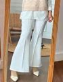WOMEN FLARE PANTS / RIBBED COTTON / HIGH WAIST PANTS.