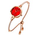 SKMEI 1805 Stainless Steel Analog quartz bracelet Watch For Women-Rose Red. 