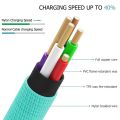 Fast Charging 90Degree/L Shaped USB Cable for MicroUSB/ Type-C/ Iphone 1 Meter Nylon Braided Cable. 