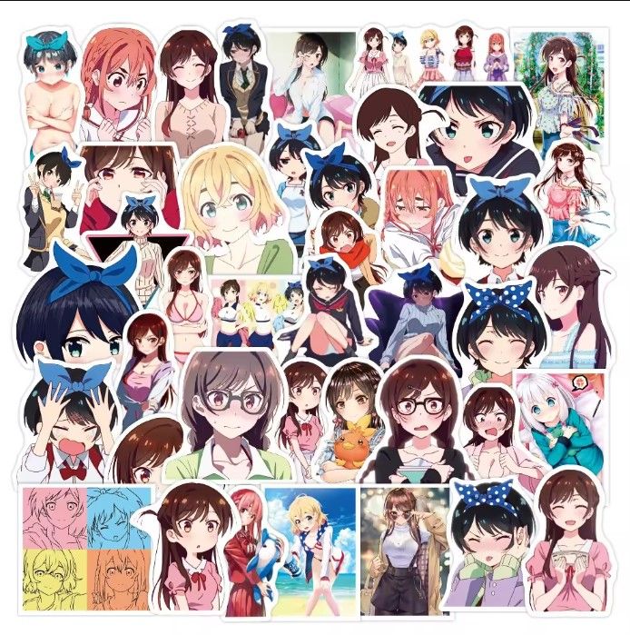 Anime 25Pcs Rent A Girlfriend PVC Waterproof Stickers For Luggage Skateboard Laptop Phone Guiter & Others (Random)