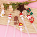 Christmas New Year Theme Cute Straw Dust Cap Dust Plug Detachable Doll Cute Straw Dust Cover Glass Stainless Steel Straw Cover-Cola Kids.