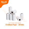 Premium 57x30mm Thermal Paper Rolls for 58mm Mini Printers - Compatible with Paperang, Phomemo, Poooli, Zebra, Rongta, and Thermal POS Systems. 