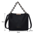 Women Fashion Shoulder Bag With Chain Handle Ladies Crossbody Bags Tote Bucket Handbag Pu Leather Portable Messenger Bags.