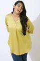 Ladies Plus Size Regular Fit Solid Spread Collar V Neck Casual Shirt Centre Pleat Top.