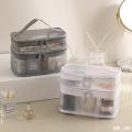 1pcs Mesh Makeup Bag for Women Double Layer Travel Cosmetics Storage Bag for Girls Ladies Large Capacity Transparent Mesh Wash Bag.