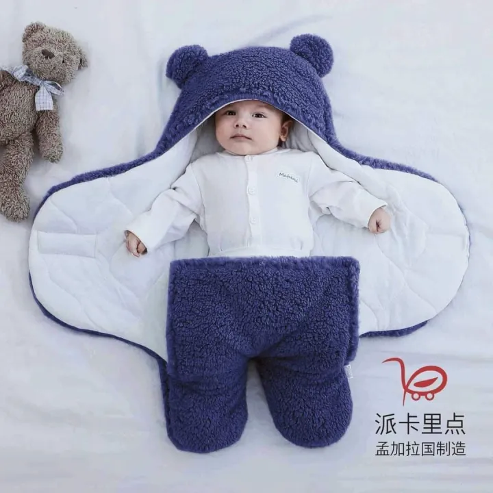 Newborn%20Outdoor%20Windproof%20Plush%20Solid%20Colour%20Soft%20Baby%20Hold%20Blankets%20Infant%20Cocoon%20Wraps%20Cotton%20Winter%20Sleeping%20Bag%20Multicour%20For%20(0-1%20Year%20)%20-%20Image%202
