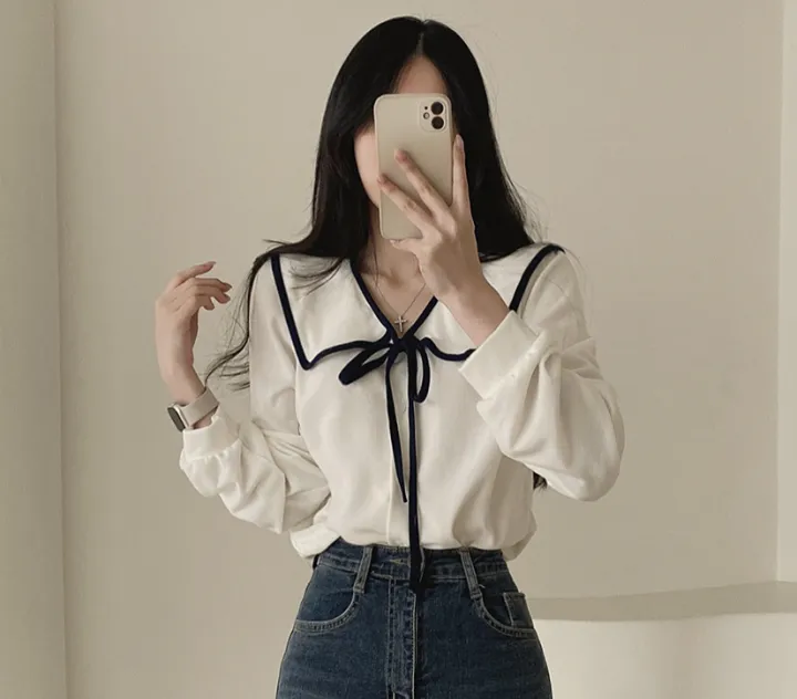%E3%80%90Exclusive%20Limited%20Edition%E3%80%91%20Spring%20and%20Summer%202023%20New%20Doll%20Collar%20Lace-up%20Lantern%20Sleeve%20Shirt%20Women's%20Inner%20and%20Outer%20Wear%20Solid%20Color%20Shirt%20-%20Image%206