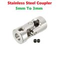 5-3mm STEEL Stainless Steel Coupler 5mm To 3mm Universal Joint Motor Shaft Coupling Connector For Electric Toy Car 775 DC Motor DIY. 