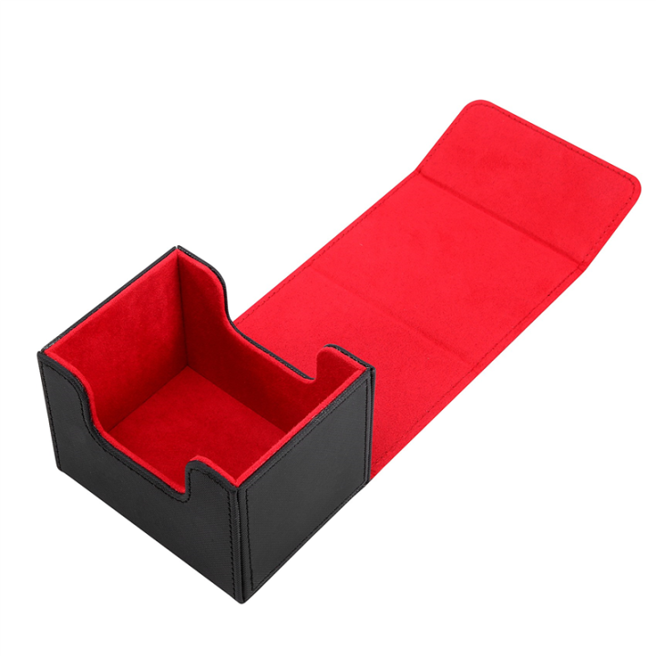 Card Box Side-Loading Card Box Deck Case for Yugioh Card Binder Holder 100+,Black Red