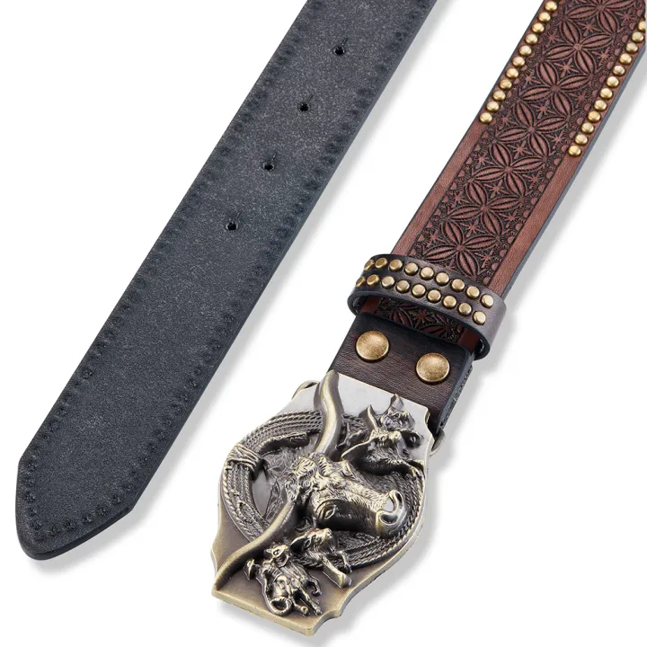 LUCKACE%20Vintage%20Design%20Mens%20Western%20Cowboy%20Belt%20Handmade%20Stylish%20Embossed%20Belt%20Good%20Gift%20for%20Husband%20Father%20Boyfriend%20Brothers%20Wearhouse%20-%20Image%203