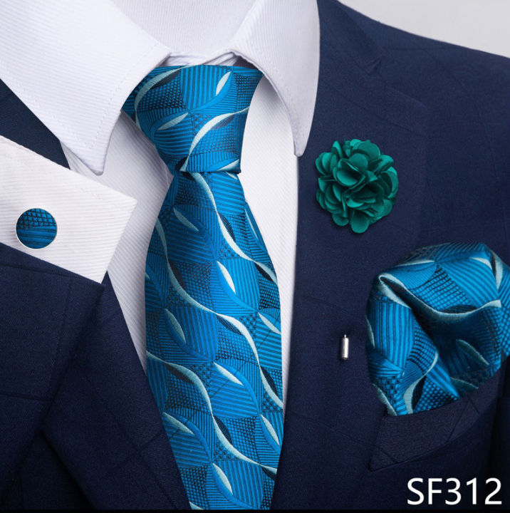 Luxury%20Fashionable%20Neck%20Tie%20+%20Pocket%20Square%20+%20Cufflinks%20&%20Lapel%20Flower%204%20item%20Tie%20Set%20For%20Men%20(1Set)-No%20Box%20-%20Image%202
