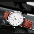 Vintage Round Pointer Quartz Watch Casual Analog PU Leather Wrist Watch For Women Men.