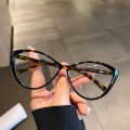 Fashion Women Anti Blue Glasses Retro Cat Eye Leopard Print Transparent Frame Eyewear Computer Goggles Eyeglasses.