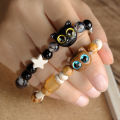 1/2Pcs Cute Cartoon Cat Bracelet for Women Funny Black Little Animal Beaded Bracelet Trendy Handmade Jewelry Accessory Friendship Gifts. 