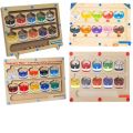 Children's Montessori Early Education Wooden Maze Magnetic Pen Moving Beads Color Cognitive Digital Classification Counting Board. 