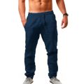 Men's Cotton Linen Pants Summer Solid Color Breathable Linen Trousers Male Casual Elastic Waist Fitness Pants -Hop Streetwear. 