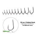 50 pcs x Flat Head Fishing Hook Size 3-12 Iseama High Carbon Steel Strong Sharp Barbed Fish Hooks. 