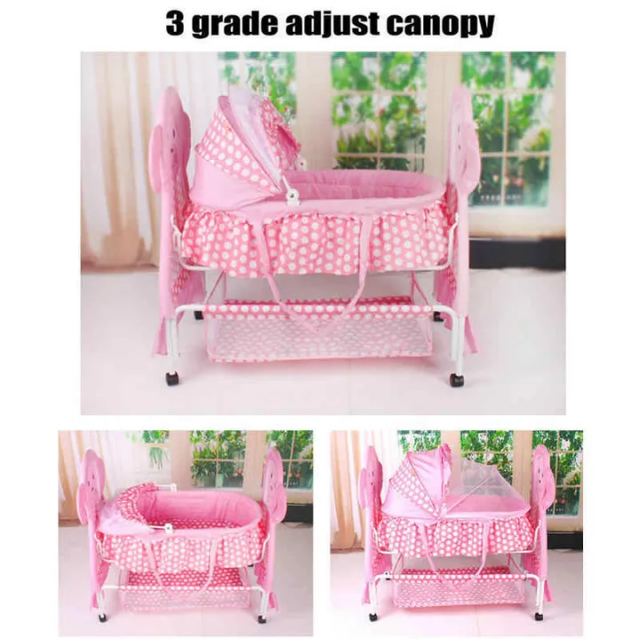 New%20born%20swing%20cradle%20baby%20bassinet%20with%20mosquito%20net%20canopy%20and%20wheels%20Bassinet%20%20(Pink)%20-%20Image%204