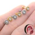 2Pcs 1.2x6/8/10mm Bar Sun Flower Helix Piercing Tragus Cartilage Earrings Conch Labret Lip Ring Nose Stud серьги Ear Jewelry 16G. 