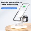 HOCE 15W 4 in 1 Magnetic Wireless Chager For Magsafe iPhone 12 13 14 15 Pro iWatch Airpods Pro 2 Magnetic Fast Charging Station Dock Stand LED Touch Light Charger Stand on Desk.